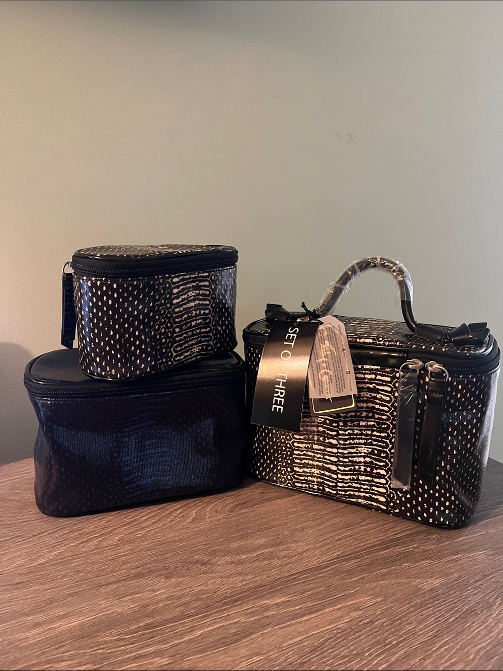 Foley and Corinna Set of 3 Textured Travel Cosmetic Bags NWT